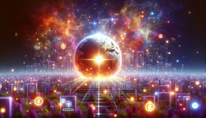 A glowing website on the first page of search results amidst many competitors, symbolising enhanced SEO.