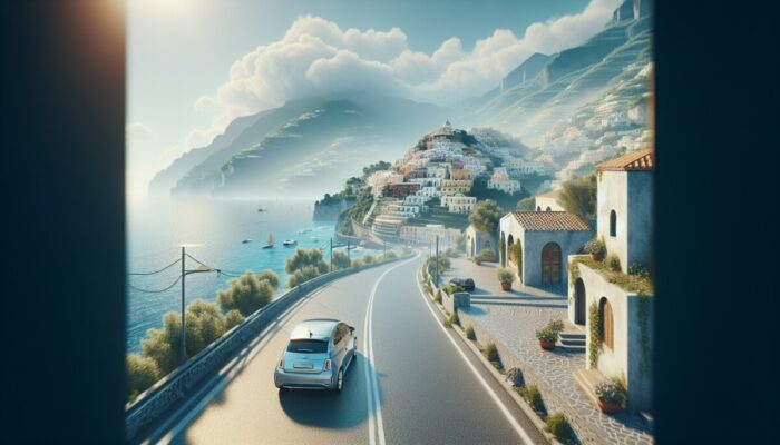 A picturesque Amalfi Coast road trip, showcasing the benefits of flexible car rental, allowing spontaneous stops and enjoyable travel.