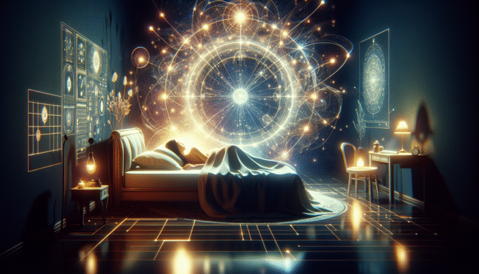 A serene bedroom scene with a person in deep sleep, surrounded by soft light, symbolizing hair strength restoration.