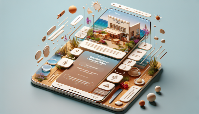 website redesign in Poole for small business: Modern Poole café website redesign showcasing intuitive navigation, simplified menu on a seamless mobile interface, and vibrant coastal scenery.