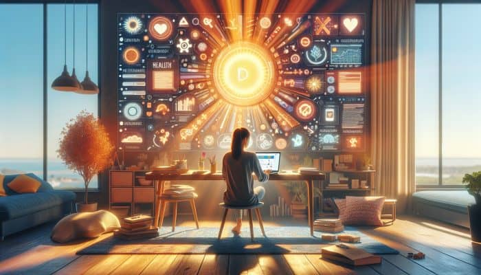 Vitamin D Blood Test in Beverley: A focused individual in Beverley schedules a vitamin D blood test on a laptop, surrounded by health documents, calendar, and phone in a sunlit room.