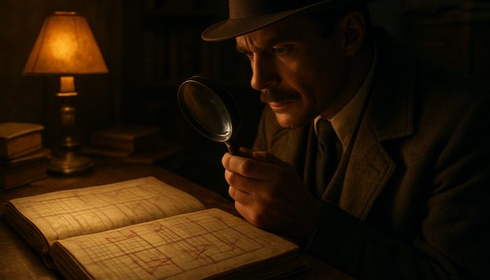 Tracking Which Old Accounts Are Settled: Essential Guide | DCL Vintage detective examining settled accounts in a dusty ledger with a magnifying glass