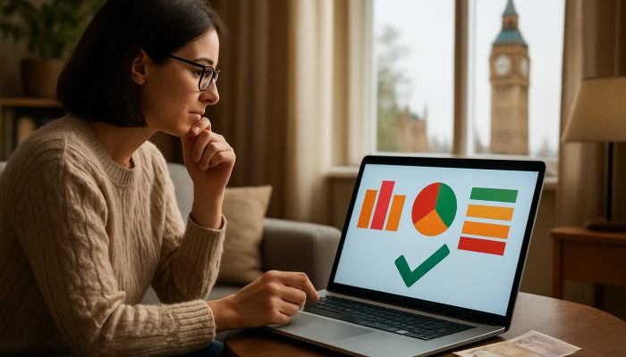 Reviewing Cover Such as Insurance or Schemes: Essential Tips | DCL UK consumers comparing insurance quotes on a laptop with Big Ben and pound symbols